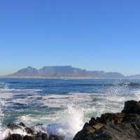 View towards Cape Town from Robben Island in South Africa