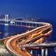 Gwangan Bridge at nights lighted up in Busan, South Korea