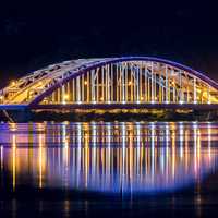  Chuncheon Bridge lighted up at night in Seoul, South Korea