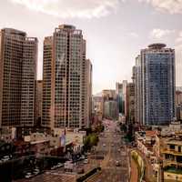 Cityscape with towers and traffic in South Korea