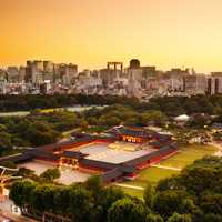 Dusk Cityscape with Seoul Skyline and Changdeokgung palace in South Korea