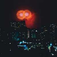 Fireworks over the Skyscrapers in Seoul, South Korea