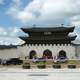 Gwanghwamun gate under sky and clouds in Seoul, South Korea