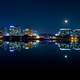 Nighttime Skyline over the water of Seoul, South Korea