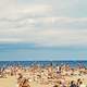 Beach in Barcelona, Spain under the clouds