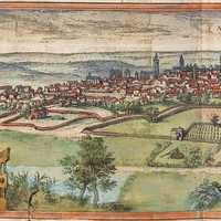 Drawing of Vallisoletum in 1574 in Spain