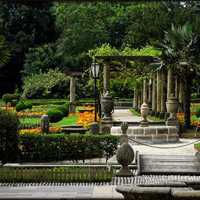 French garden in Ferrera Park in Aviles, Spain