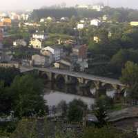 Old Roman bridge over the Miño river in Lugo, Spain