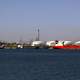 Port of Huelva with a ship in Spain