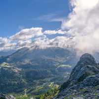 Scenic Mountains landscape with clouds