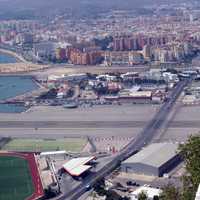 View of La Línea de la Concepción as seen from the Rock of Gibraltar in Spain