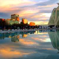 Cityscape of the city of arts and sciences in Valencia, Spain