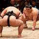 Sumo Wrestlers facing off in the ring