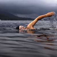 Swimmer in lake