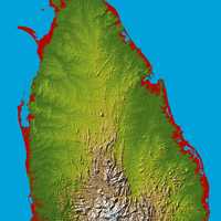 Topographic map of Sri Lanka