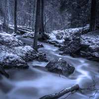 Rushing Brook in the Winter in Sweden