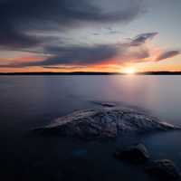 Sunset over the water in Artipelag, Värmdö, Sweden