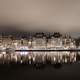 Reflections on the water in Stockholm at night