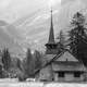 Church beneath the mountains in Switzerland