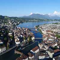 landscape and city with mountains in the distance in Switzerland