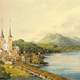 Lucerne in 1847 in France with castle and landscape