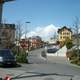 Montreux railway station and road in town in Switzerland