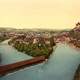 Photochrome of the Aare and Thun Castle from 1900 in Switzerland