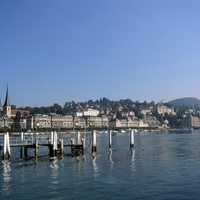 View across Lake Lucrene in France