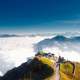 Overlook at the clouds in the Swiss Alps