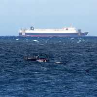 Large ship on the ocean in Taiwan