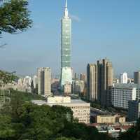 Taipei 101 in the middle of the skyline in Taiwan