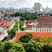 Cityscape in Bangkok with buildings and towers, Thailand