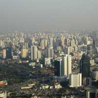Cityscape of Bangkok under smog in Bangkok, Thailand