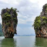 Rock Structure Rising out of the Sea in Thailand