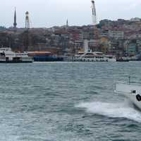 Ferry ride on the bay in Istanbul, Turkey