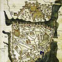 Map of Istanbul, Turkey drawn in 1422.