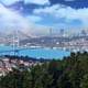 River Flowing through Istanbul, Turkey cityscape