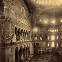 The Hagia Sophia as a Mosque in 1900 in Istanbul, Turkey