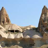 Chimney and houses in Cappadocia, Turkey