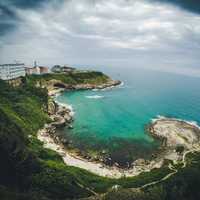 Landscape with ocean and hotels in Turkey