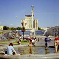 Independence Square and city view in Kiev, Ukraine