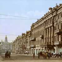 Kiev in the late 19th century streetview in Ukraine