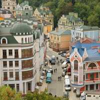 The Picturesque Street and city view in Kiev, Ukraine