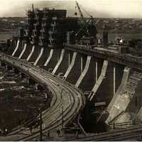 Dnieper Hydroelectric Station under construction in 1930 in Ukraine