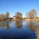 Pond and Houses landscape in Ukraine