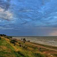 Shoreline landscape at the Sea of Azov in Ukraine