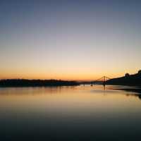 Sunset on the river in Ukraine