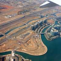 Abu Dhabi from an airplane in United Arab Emirates, UAE