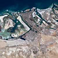 Satellite View of Abu Dhabi in the United Arab Emirates, UAE