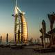 Burj Al Arab Jumeirah at sunset in Dubai, United Arab Emirates, UAE